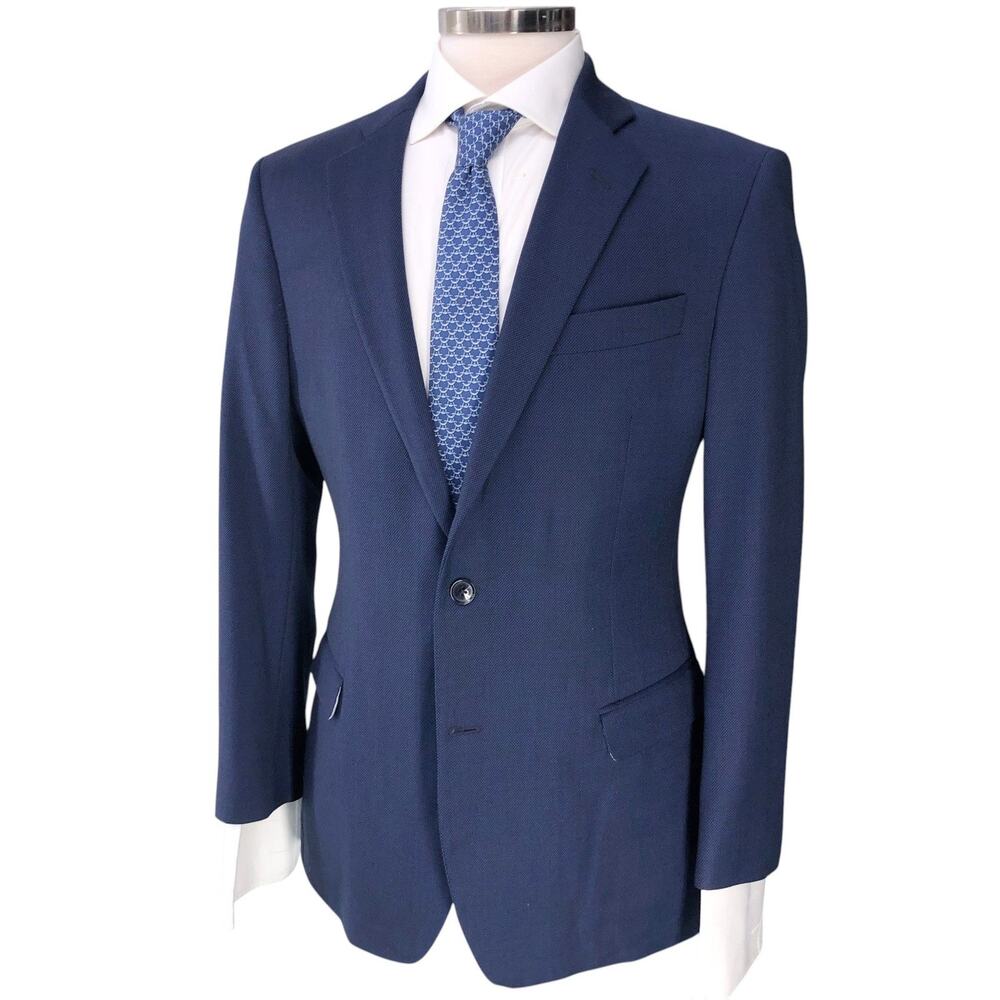 Brooks Brothers Sport Coat Mens 40R Fitzgerald Fit Navy Wool Blend Textured